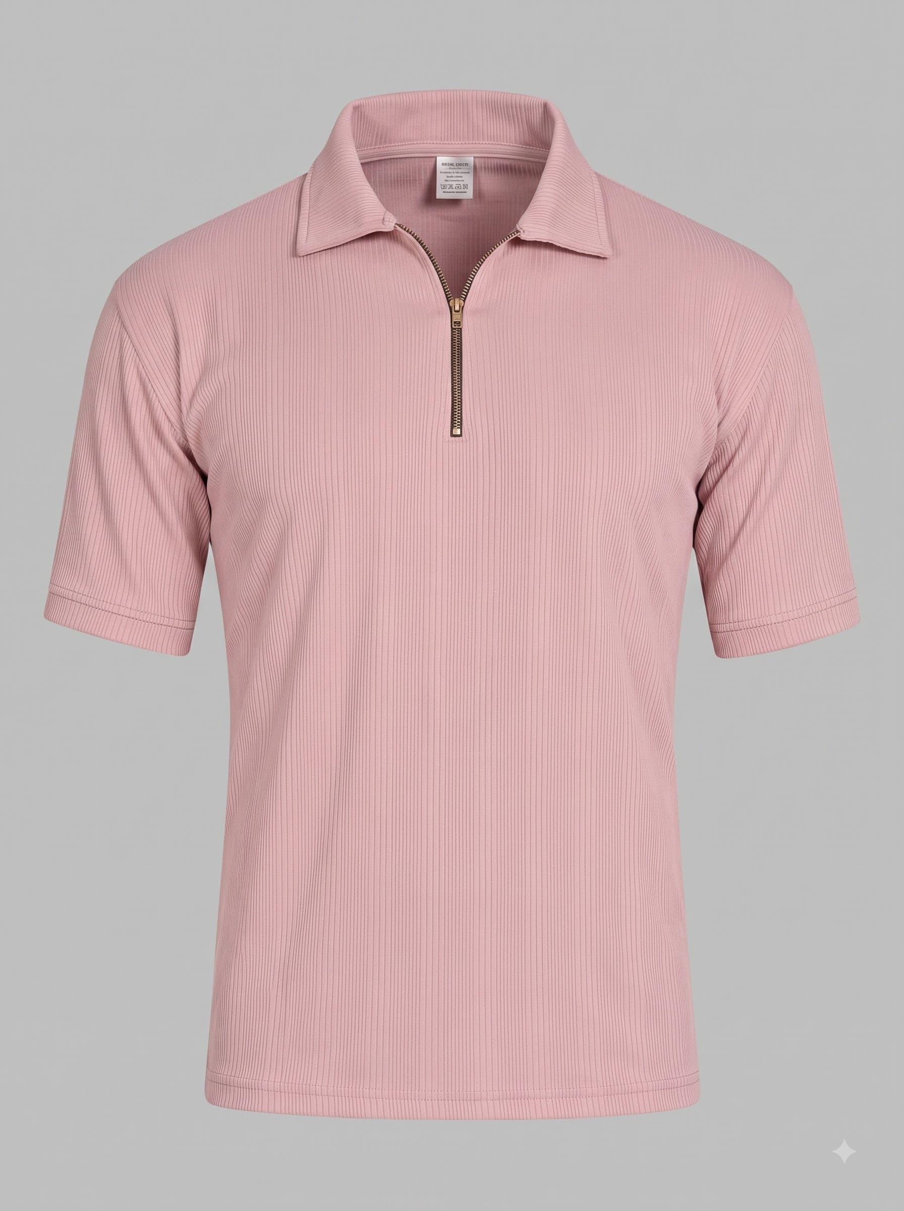Rose Zip Polo ribbed quarter-zip polo in Dust Rose