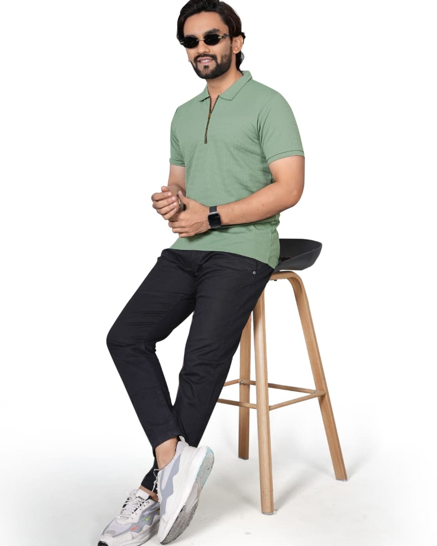 Fern Waffle Zip Polo — photo 2 of 8