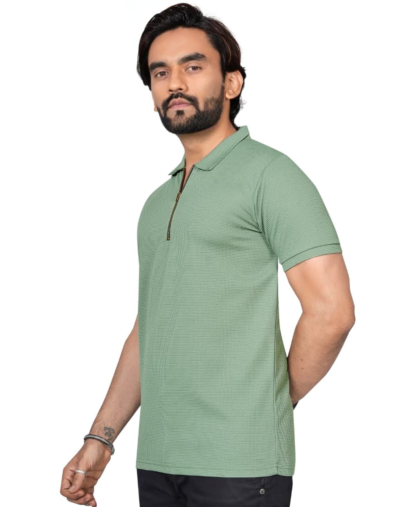 Fern Waffle Zip Polo — photo 4 of 8