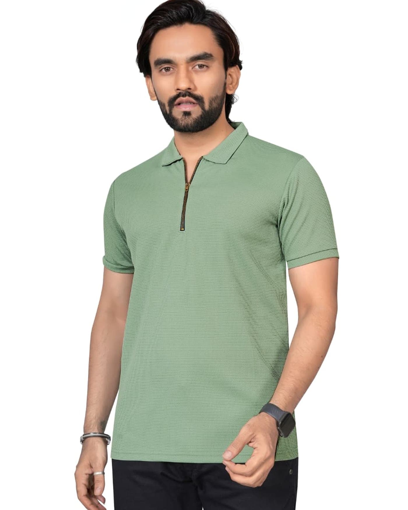 Fern Waffle Zip Polo — photo 5 of 8