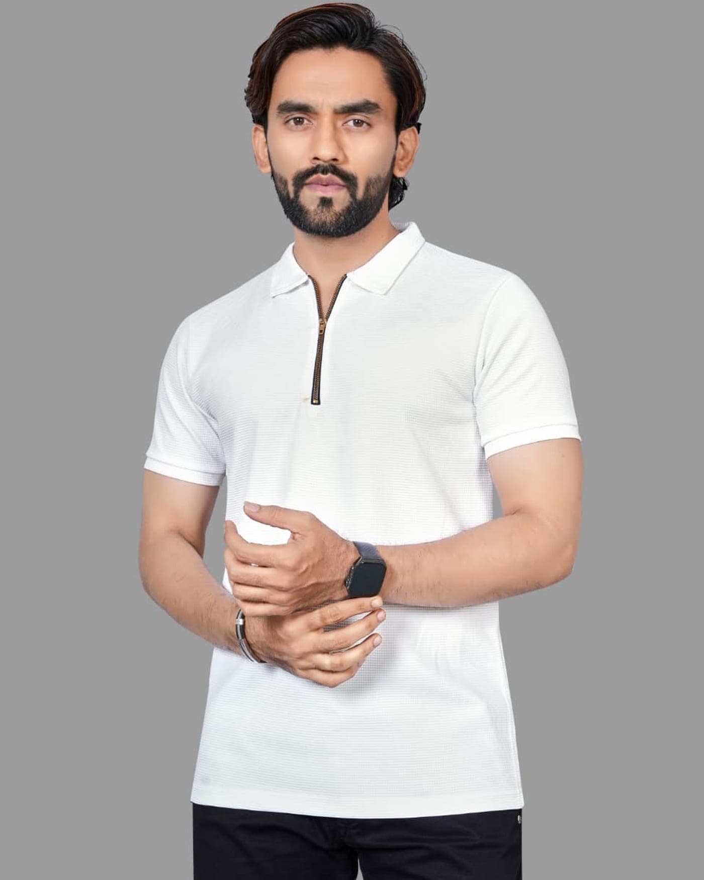 Porcelain Waffle Zip Polo — photo 4 of 8
