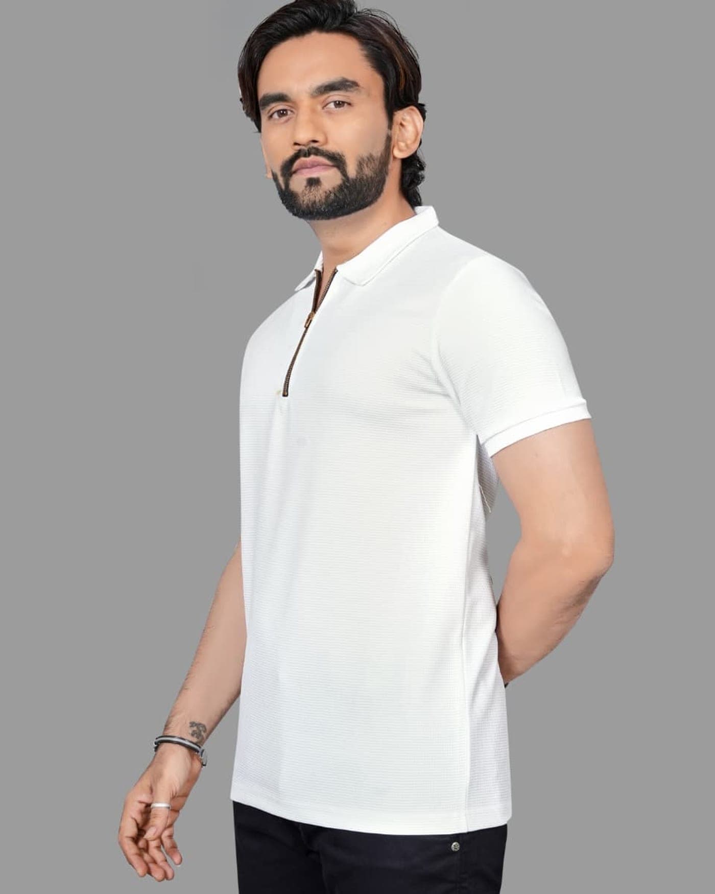 Porcelain Waffle Zip Polo — photo 6 of 8