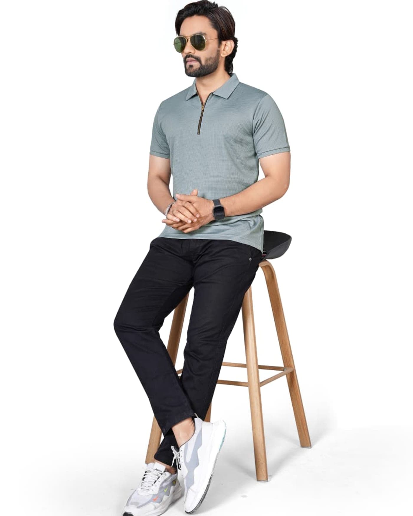 Slate Waffle Zip Polo — photo 2 of 8