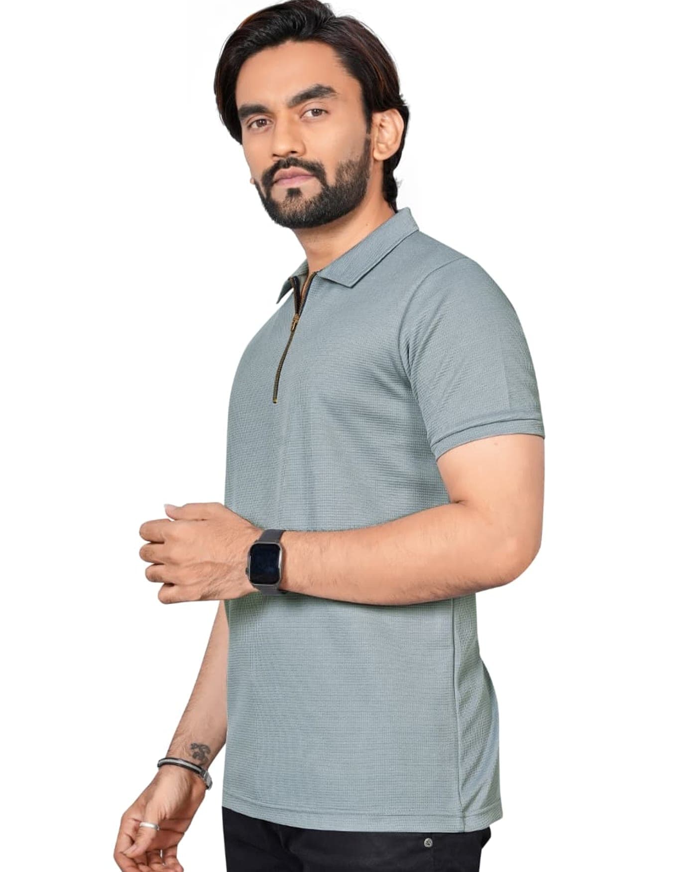 Slate Waffle Zip Polo — photo 4 of 8