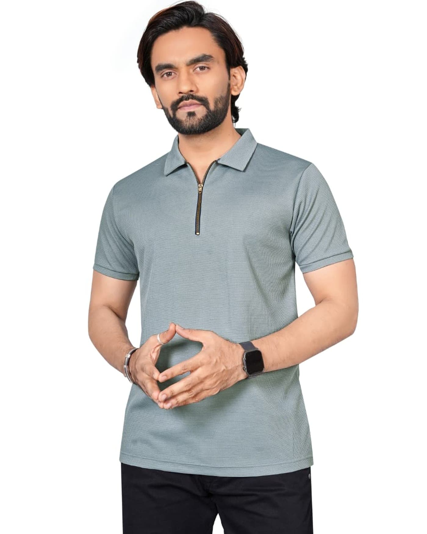 Slate Waffle Zip Polo — photo 5 of 8