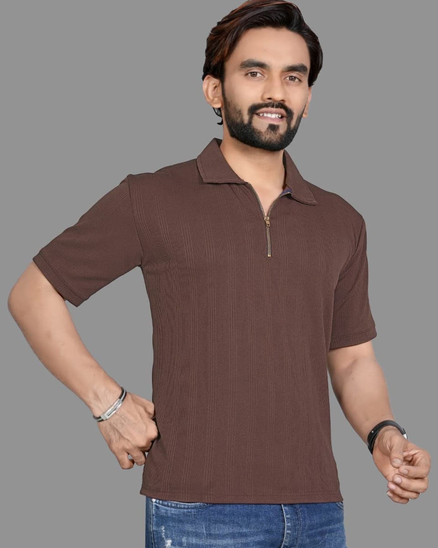Umber Zip Polo — photo 2 of 6