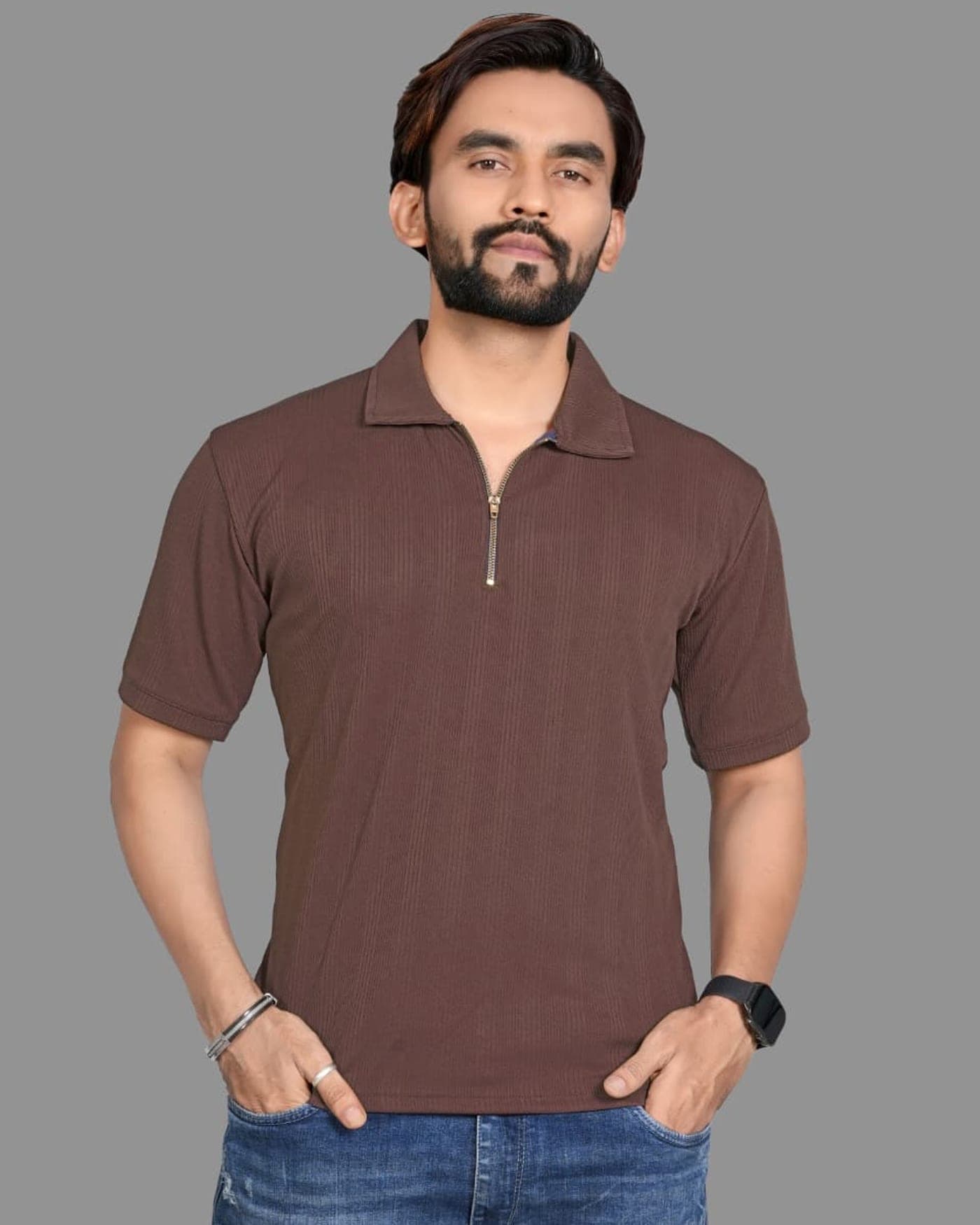 Umber Zip Polo — photo 4 of 6