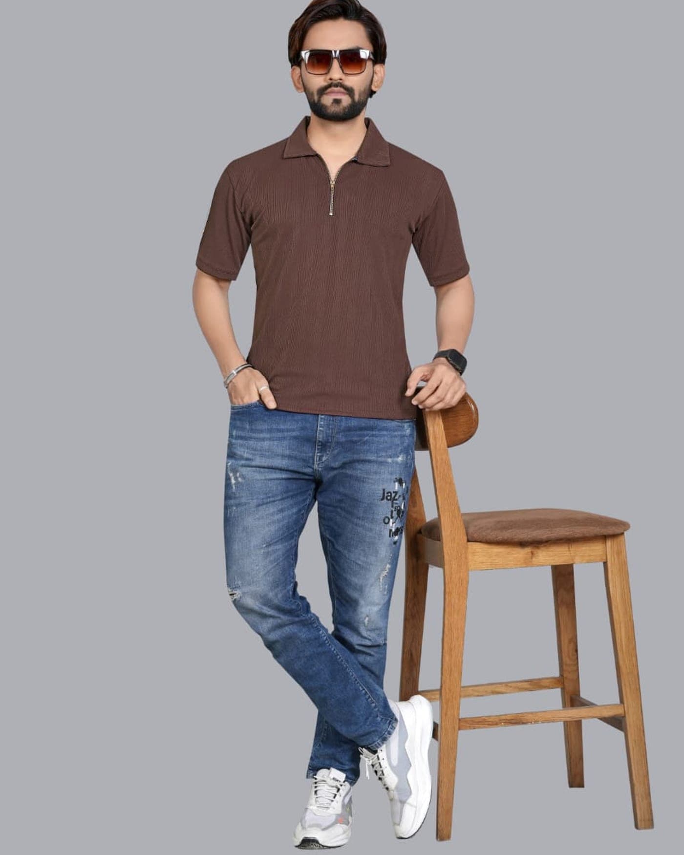Umber Zip Polo — photo 6 of 6