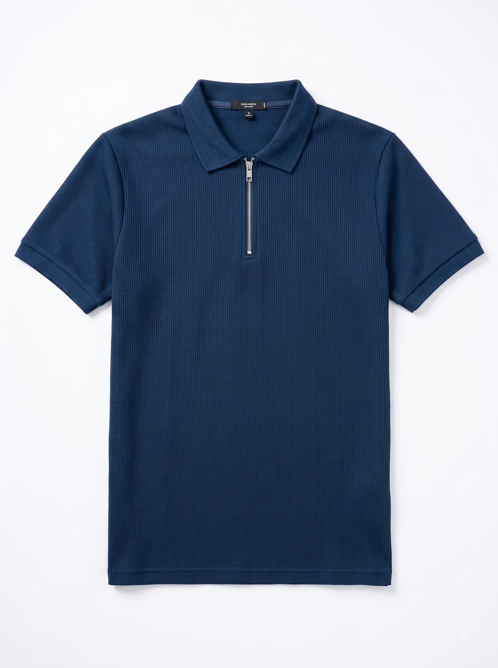 Harbour Waffle Zip Polo ribbed quarter-zip polo in Harbour