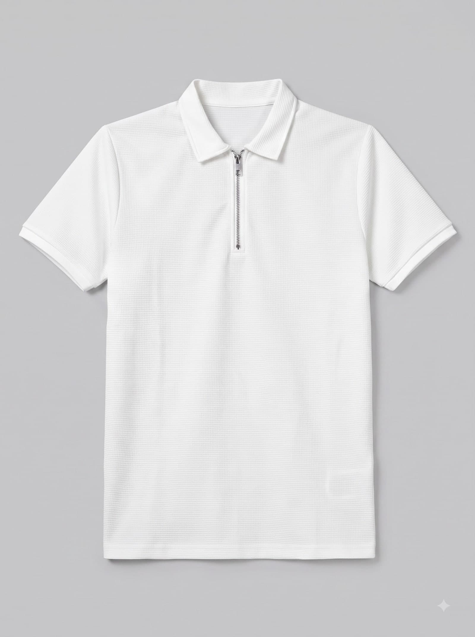 Porcelain Waffle Zip Polo ribbed quarter-zip polo in Porcelain