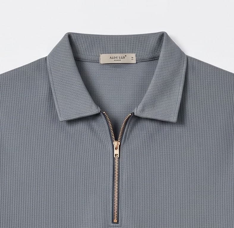 Slate Waffle Zip Polo — photo 7 of 8